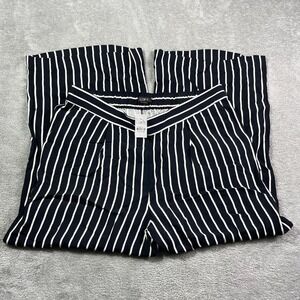 Nwt LOFT Women's Striped Wide‎ Leg Cropped Pants Elastic Waist Size L Outdoorsy